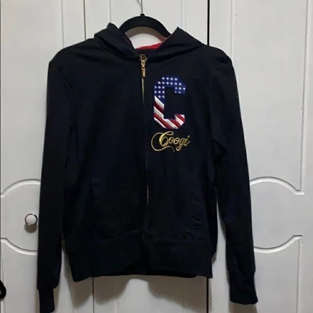 COOGI Black zippered hoodie sweatshirt/ sweater L